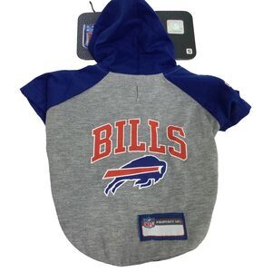 NFL Pet Wear Buffalo Bills Pet Hoodie Tee Shirt For Dogs & Cats Gray Blue Sz S
